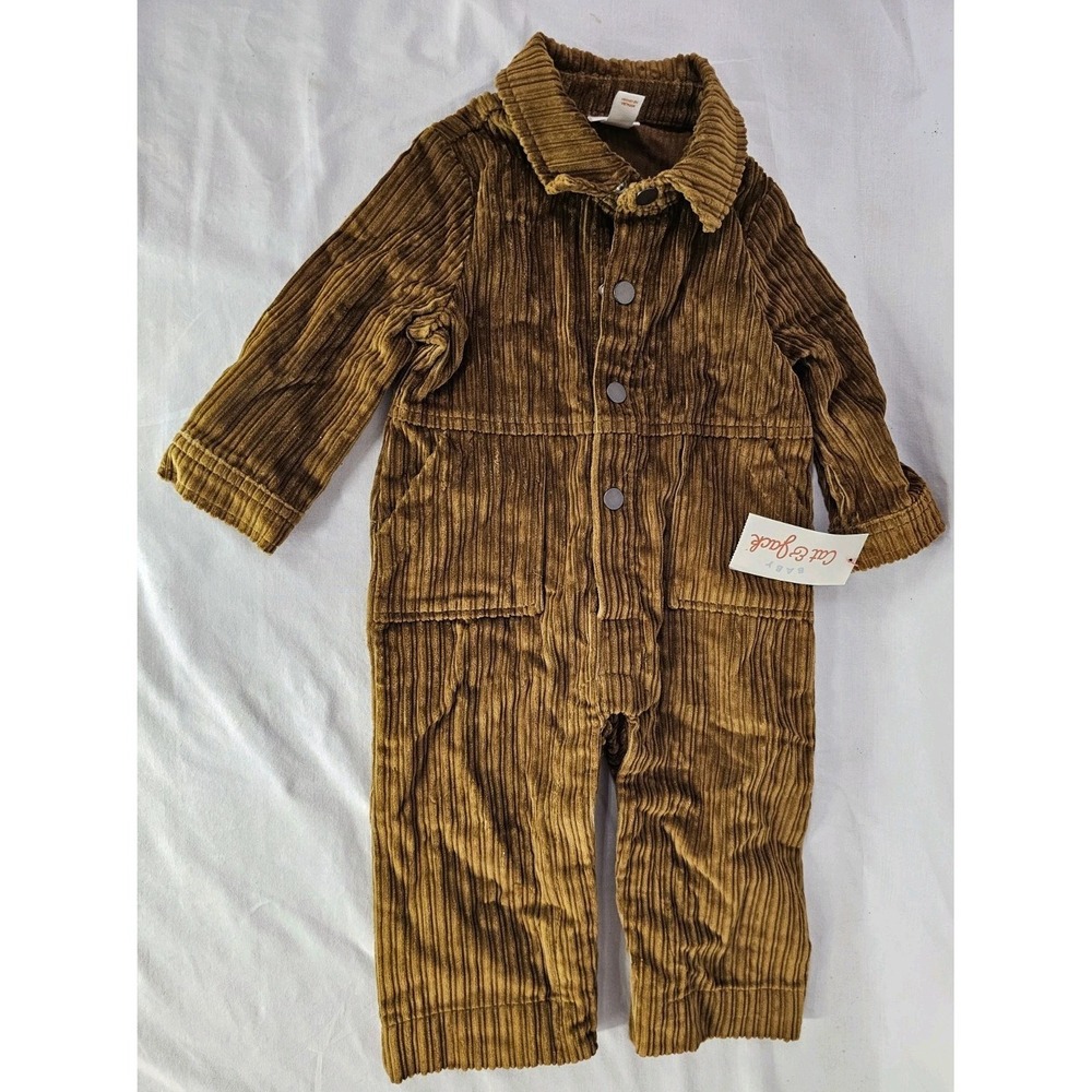 NWT Cat & Jack Month Brown Corduroy Outfit 6-9 Months Granola Indie